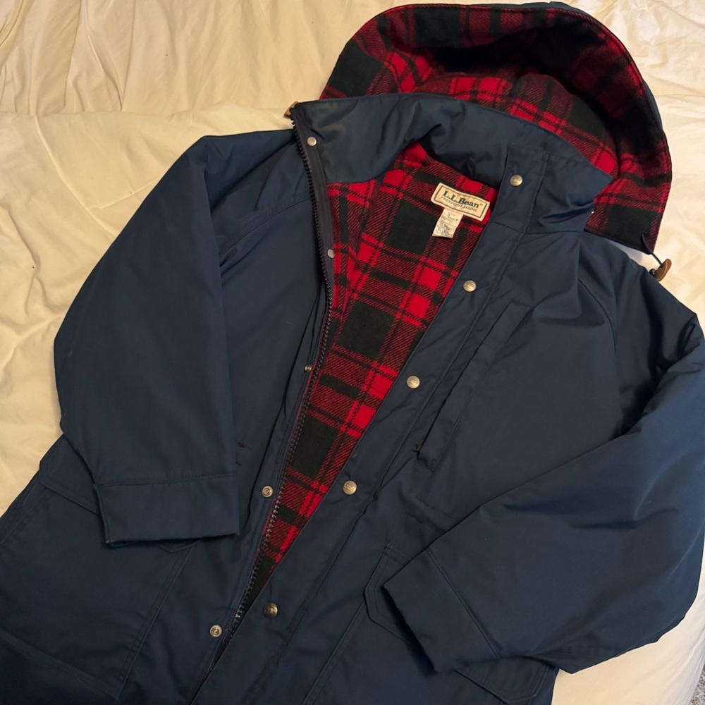 Vintage L.L.Bean Blue Parka with Red Plaid Lining
